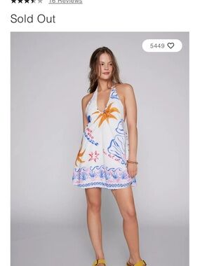 NWT: Urban Outfitters White Halter Cover-Up Dress with Blue and Orange Print